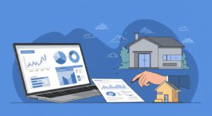 A real estate investor reviewing market data for house-flipping investments, analyzing home prices, rehab costs, and potential ROI in 2025.