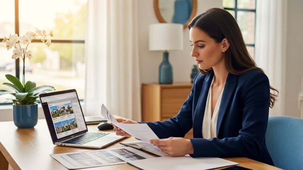 Real Estate Agent Preparing Comparative Market Analysis Report